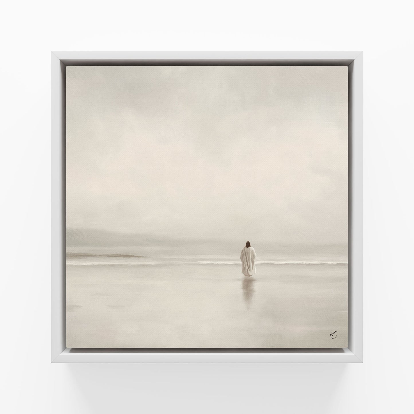 Stillness on the Eternal Shore : Framed Canvas