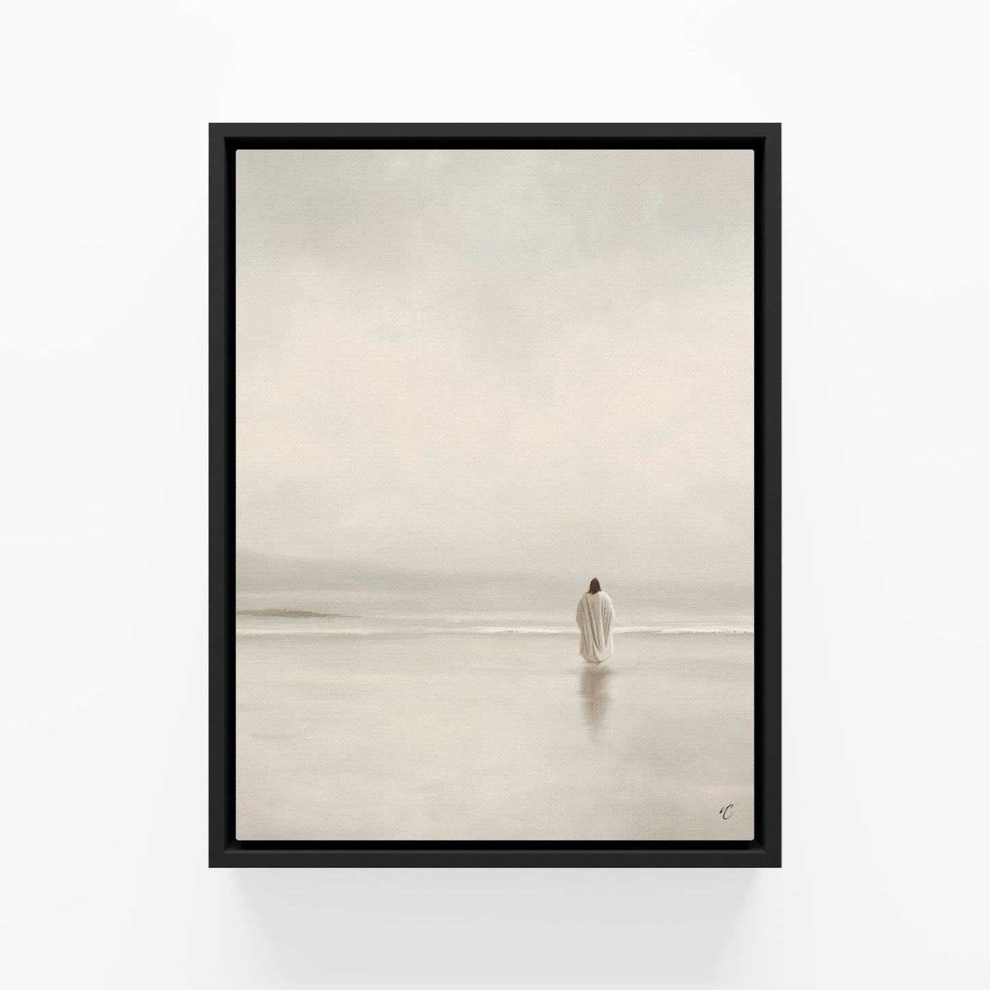 Stillness on the Eternal Shore : Framed Canvas