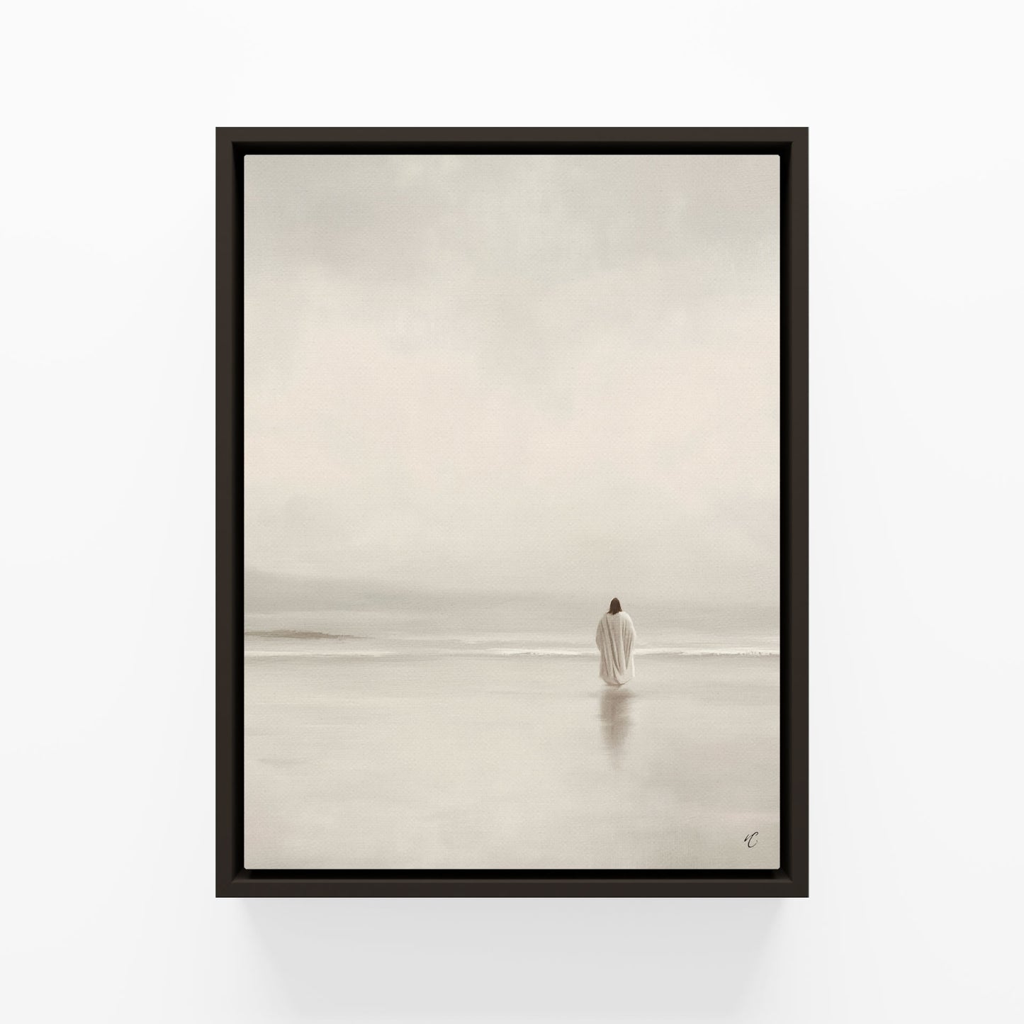 Stillness on the Eternal Shore : Framed Canvas
