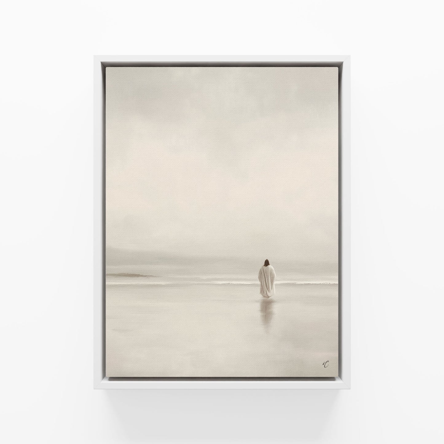 Stillness on the Eternal Shore : Framed Canvas