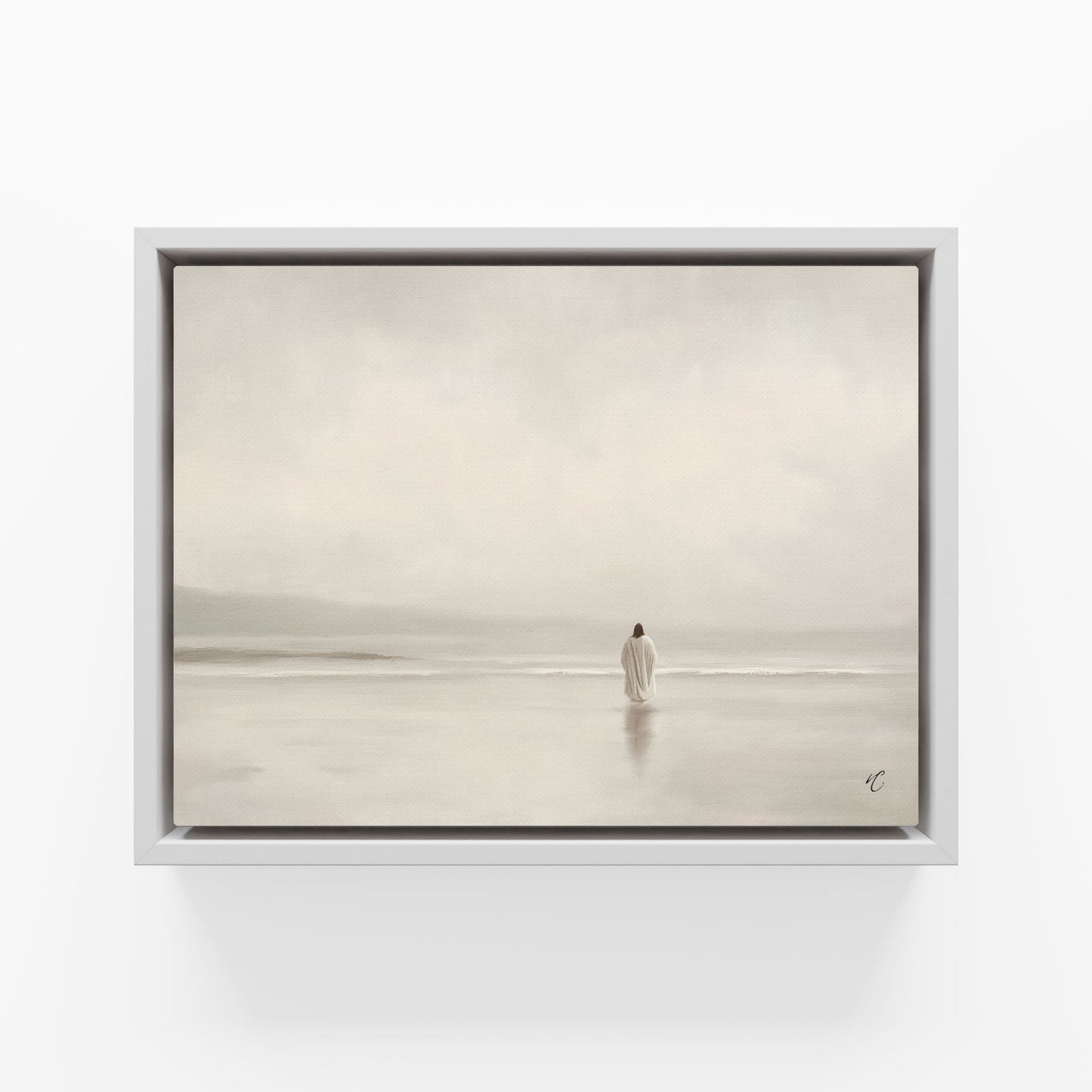 Stillness on the Eternal Shore : Framed Canvas