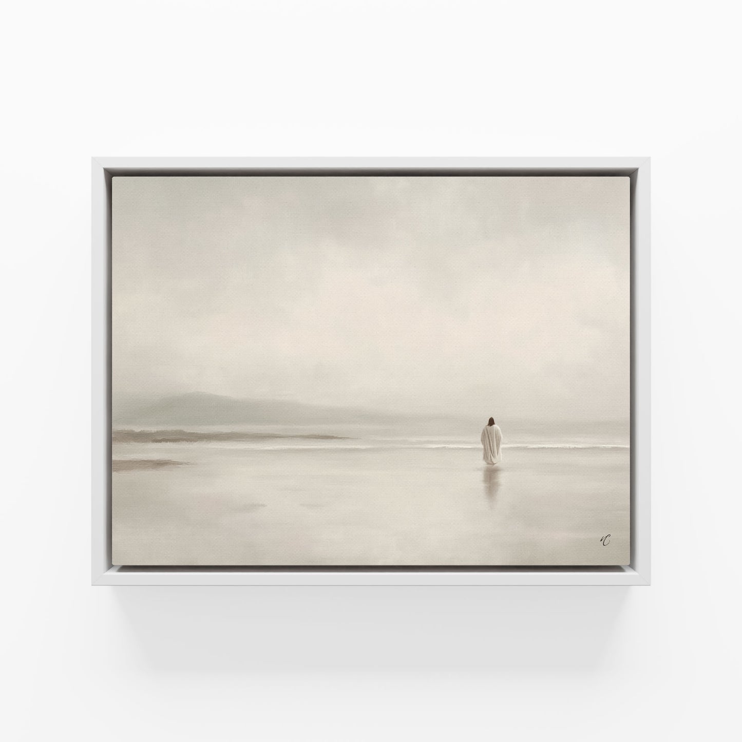 Stillness on the Eternal Shore : Framed Canvas