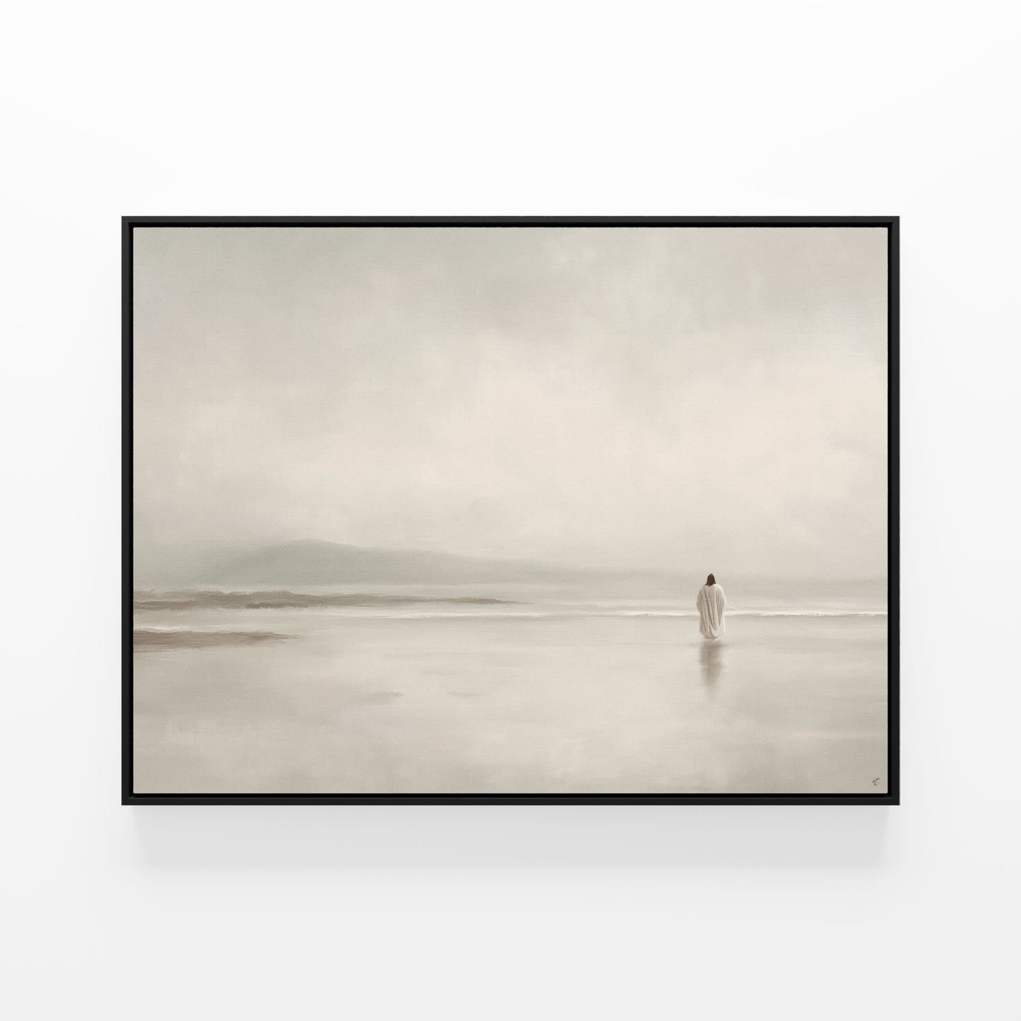 Stillness on the Eternal Shore : Framed Canvas