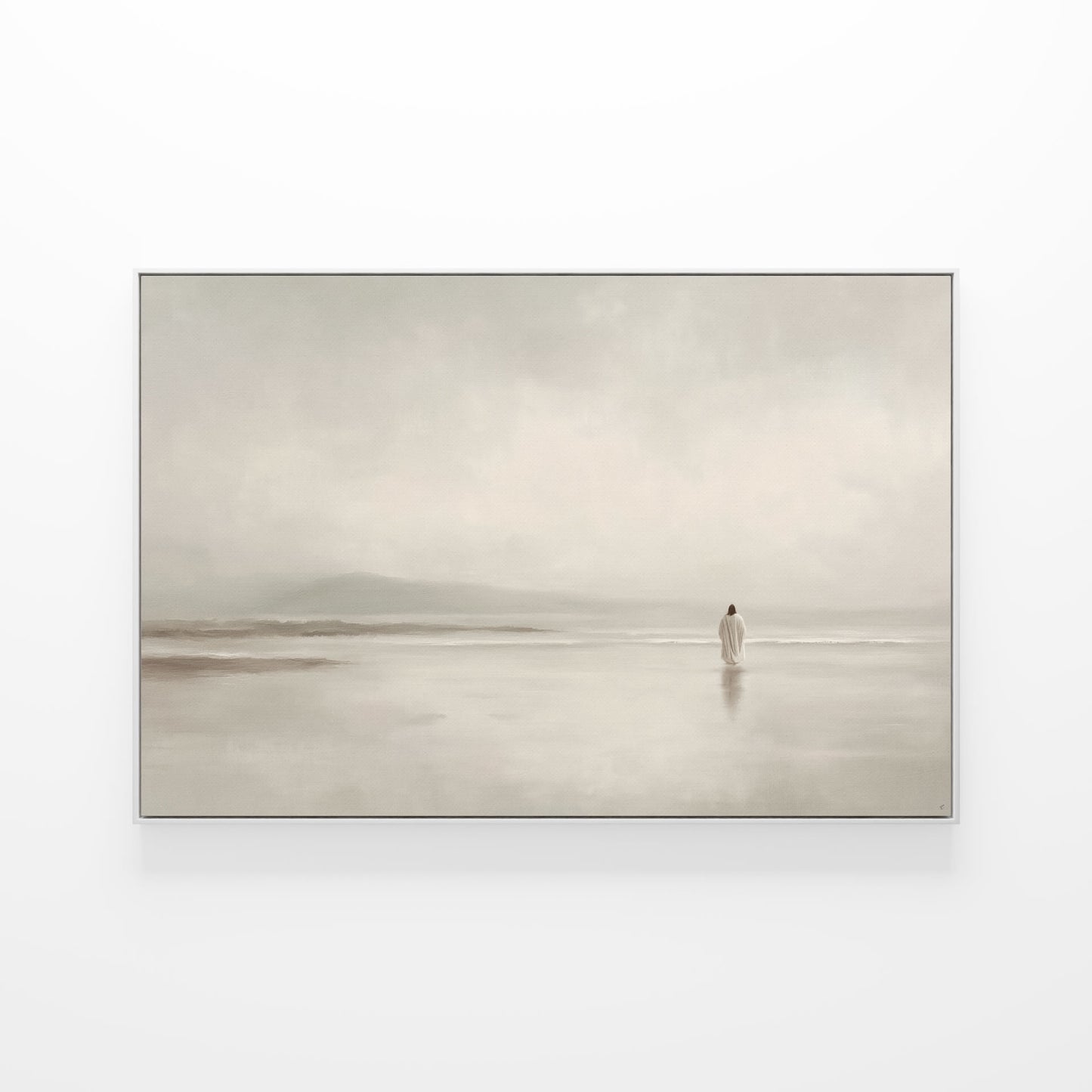 Stillness on the Eternal Shore : Framed Canvas