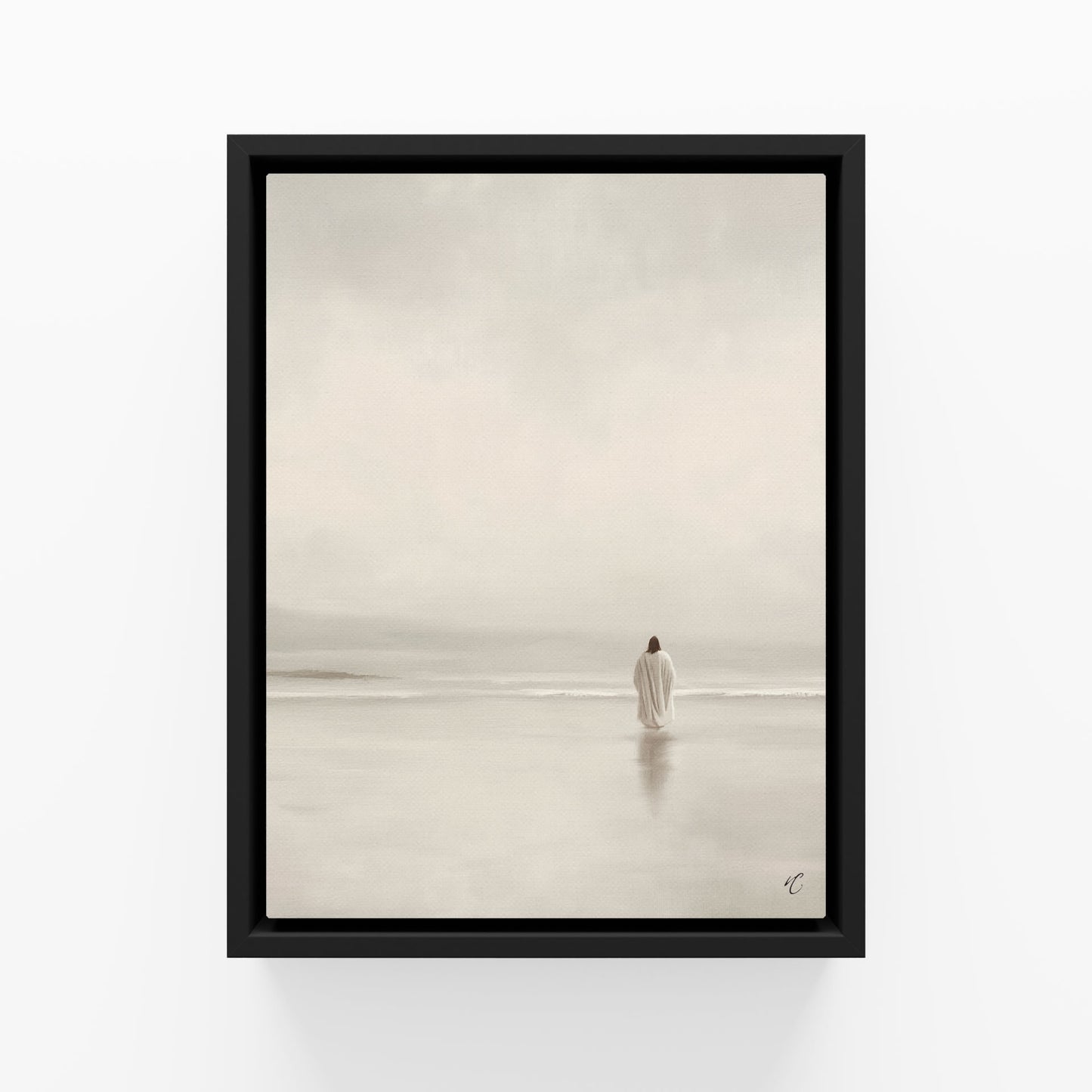 Stillness on the Eternal Shore : Framed Canvas
