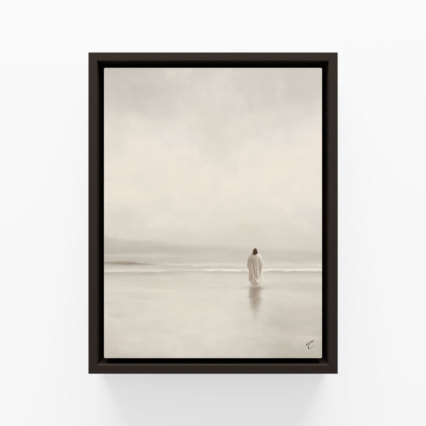 Stillness on the Eternal Shore : Framed Canvas