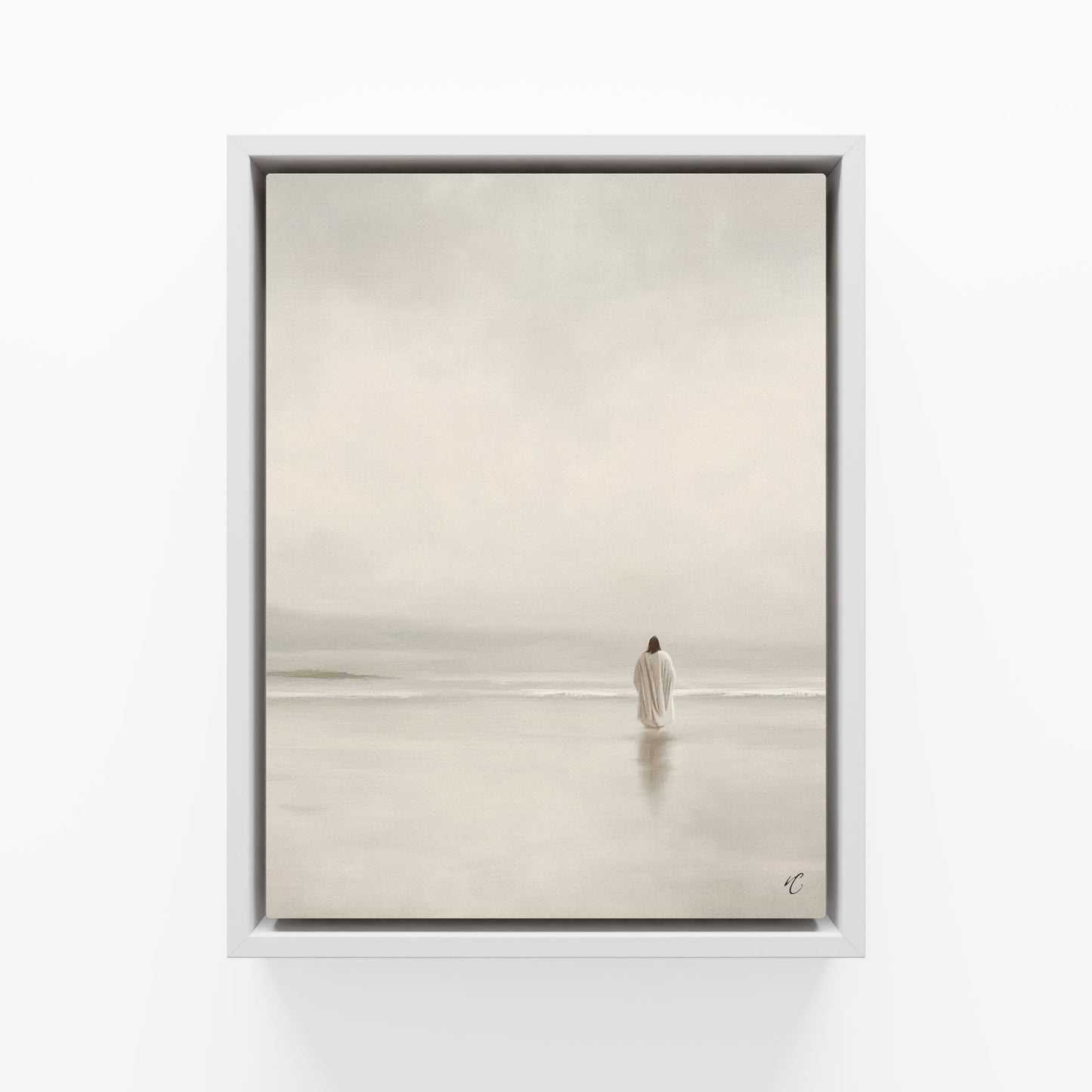 Stillness on the Eternal Shore : Framed Canvas