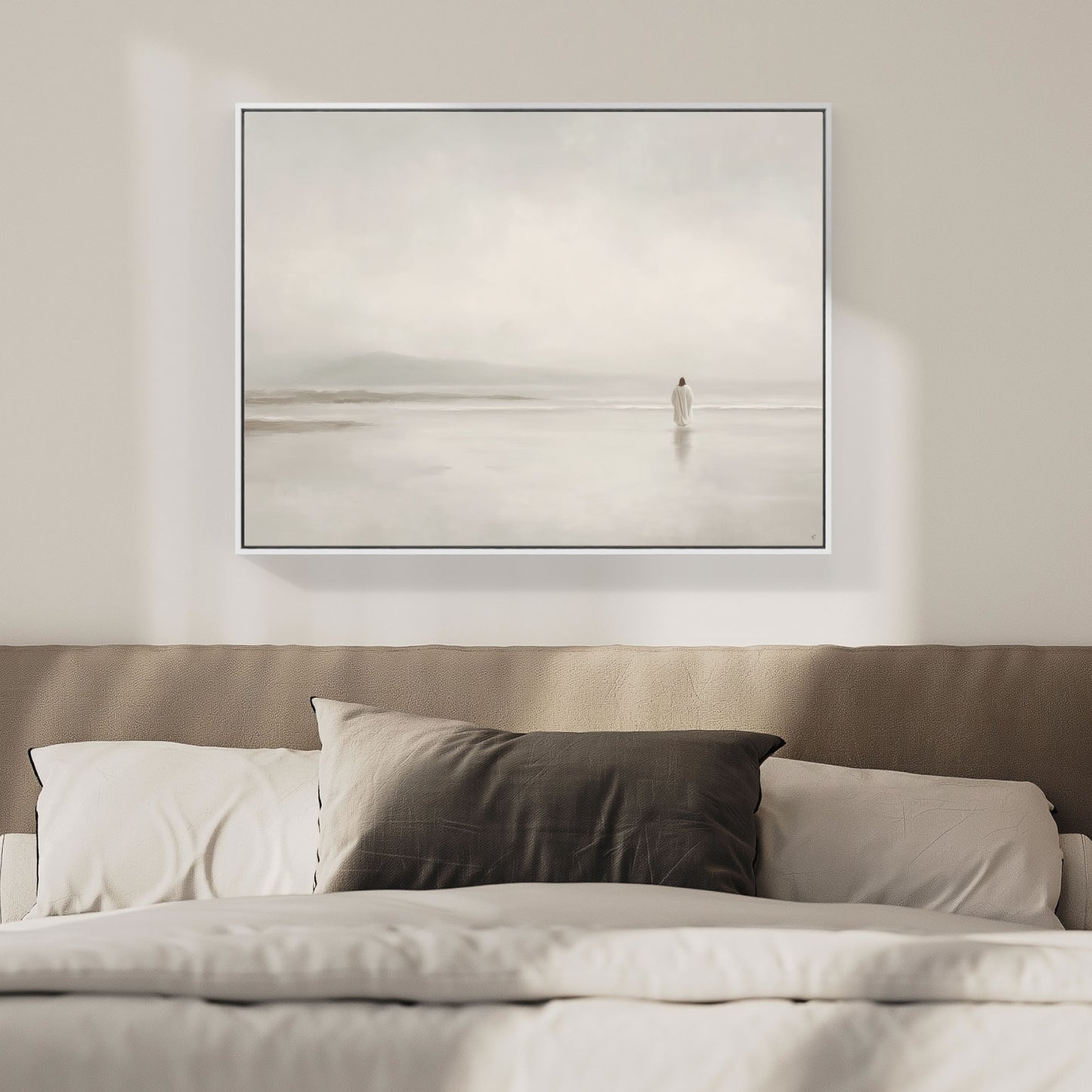 Stillness on the Eternal Shore : Framed Canvas