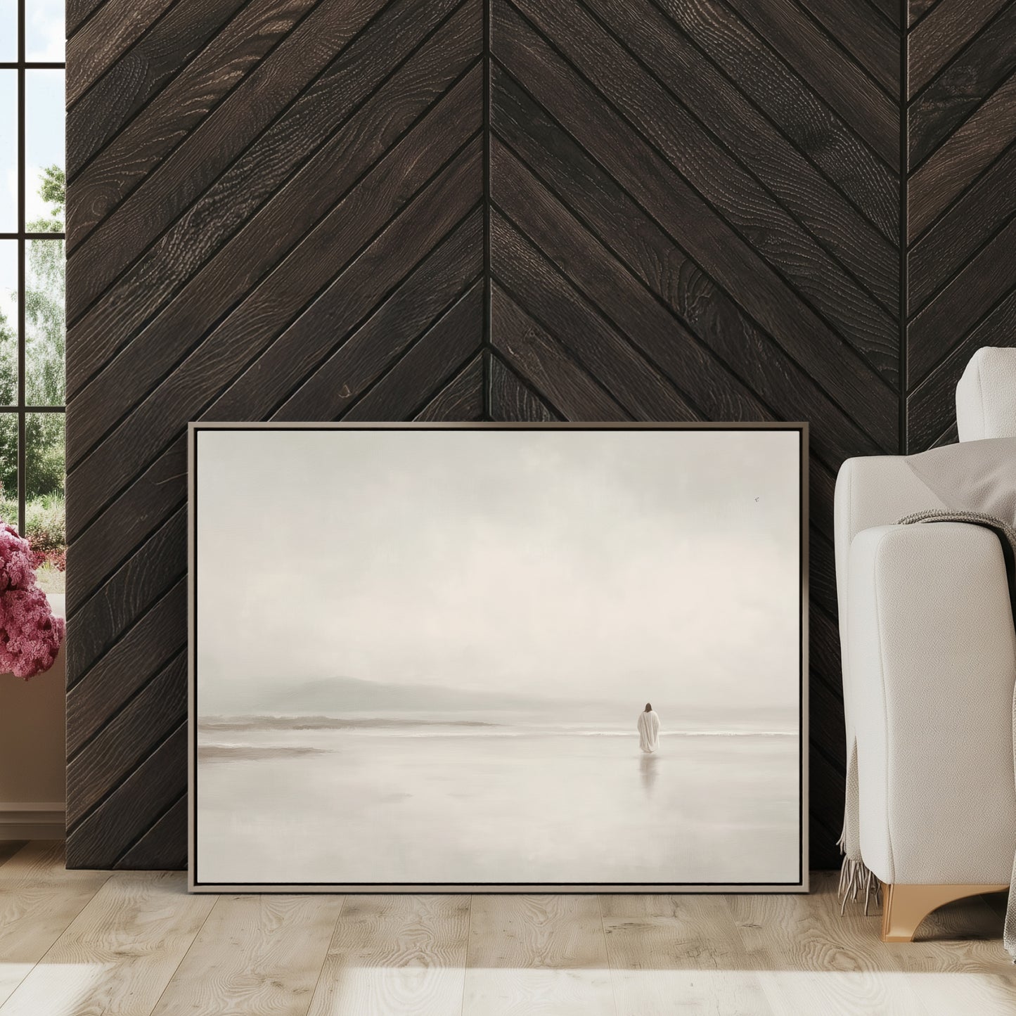 Stillness on the Eternal Shore : Framed Canvas